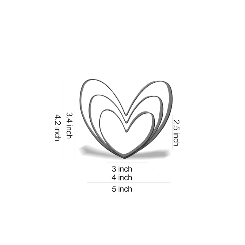 Keewah Heart Cookie Cutter Set - 5”,4”,3” - 3 Piece