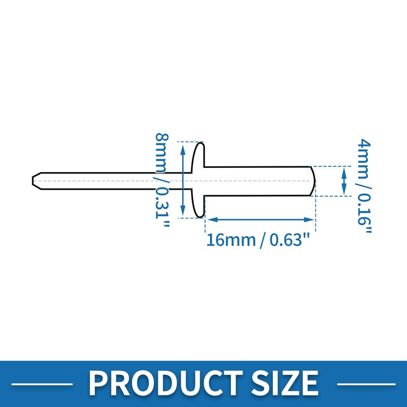 A ABSOPRO Dome Head Closed Sealing Rivets 4mm Grip Diameter