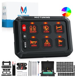 MICTUNING P1s RGB 6 Gang Switch Panel, Multifunction Toggle Momentary Strobe Pulsed Switch Pod with Backlit Off 5-Level Brightness Circuit Control Relay System Box for Truck RV Offroad Marine