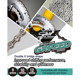 GORIX Bike Chain 9s/10s/12s Speed 116 Link Silver Gear Shift Hollow Missing Link Road Bicycle (GXPEED) (9 Speed)