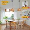 Battery Operated Pendant Light with Remote,Battery Hanging Light Rattan Woven