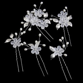 ieron 5 Pcs Hair Clips Flower Bridal Hair Clips Silver Bridal Hair Accessories Wedding Hair Accessories Communion Girls Hair Clips