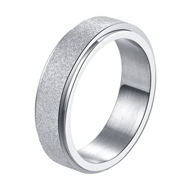ALEXTINA Anxiety Rings Fidget Rings for Women Stress Relief Spinner Rings for Anxiety Stress Silver Rings 6MM Titanium Steel Rings Size 9