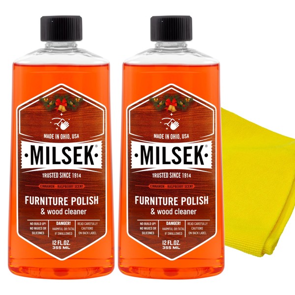Milsek Furniture Polish and Wood Cleaner with Cinnamon Raspberry Scent