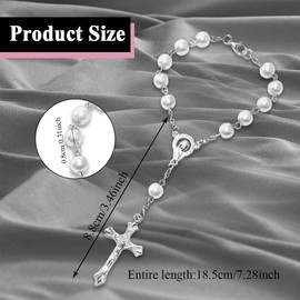 QZTYTY 2PCS Car Rosary for Rearview Mirror, Rear View Mirror Accessories, Car Rear View Mirror Charm Auto Decors, Universal Elegant Cross for Car Mirror Car Accessories for Women (K2-White)