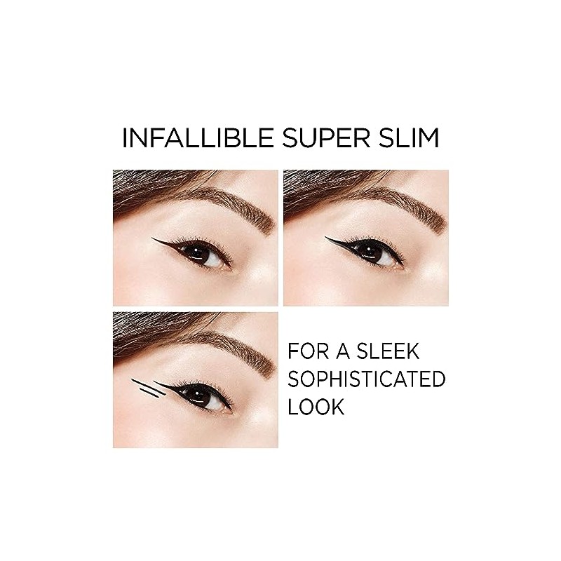 LOral Paris Makeup Infallible Super Slim Long-Lasting Liquid Eyeliner, Ultra-Fine