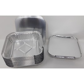 Aluminium Foil 6" Square Roasting Oven Baking Dish Trays with Lids BBQ 158x158x33mm 520cc (4)