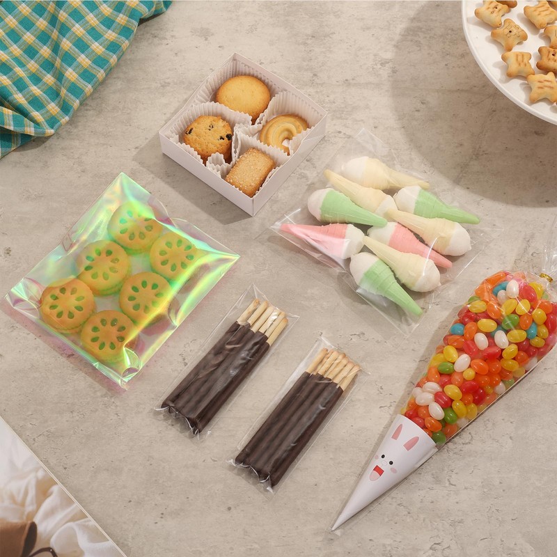 SUREHOME Cookie Bags with Seal 4x4 In Clear Self Sealing