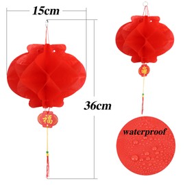 Pack of 20 Red Chinese Lanterns, 7 Inch Plastic Lanterns, Red Lanterns, Foldable Waterproof Red Paper Lanterns, Paper Lamps, Decorations for Chinese Spring Festival, Wedding
