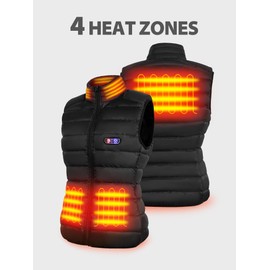 PTAHDUS Women's Heated Vest with Battery Lightweight 4 Heating Zones, with Neck Warmer(Black, X-Large)
