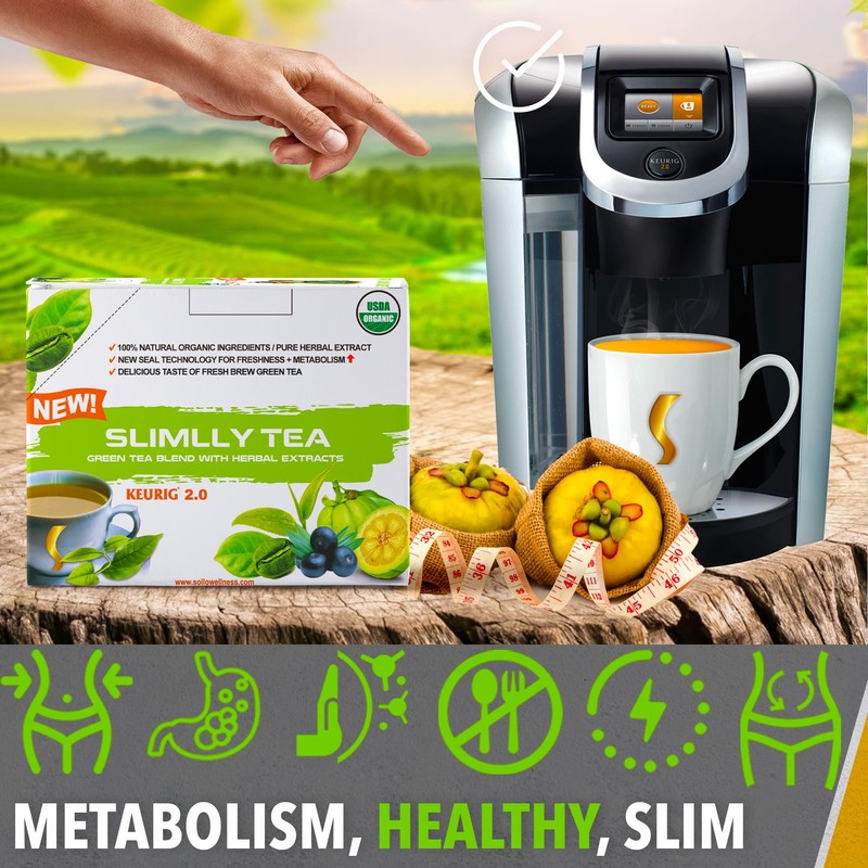 SOLLO Infused Organic Slimlly Green Tea, Single Serve Pods, Compatible