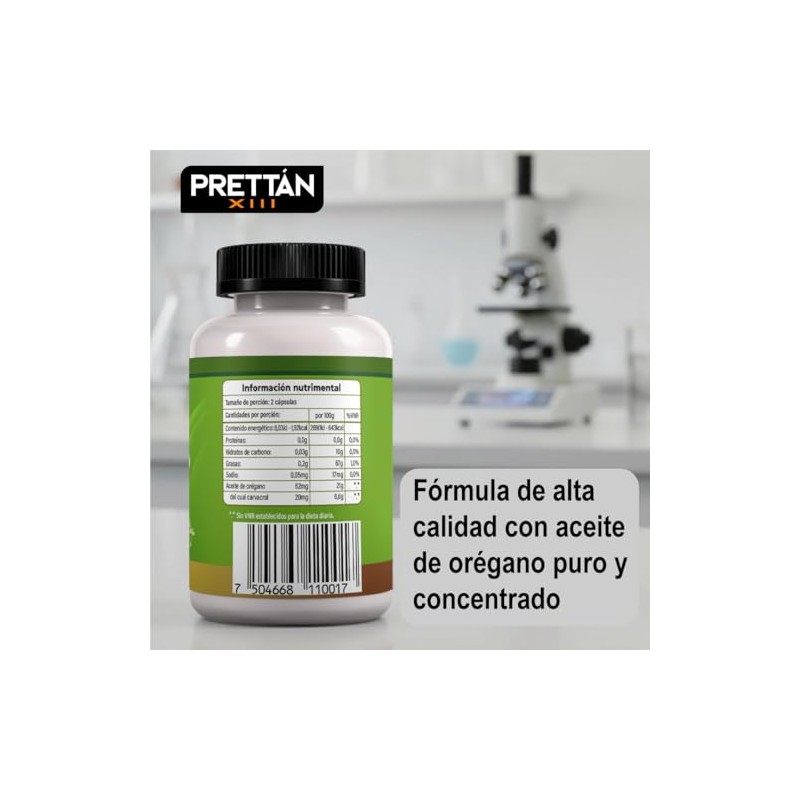 PRETTÁN XIII Aceite de Orégano Concentrado 60 Cápsulas