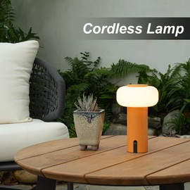 WEILAILUX Shower Lamp Waterproof, Outdoor Cordless Table Lamp Rechargeable, Portable Battery Operated Light, Touch Dimmable Night Light for Bedroom/Patio/Dinning/Camping (Orange)