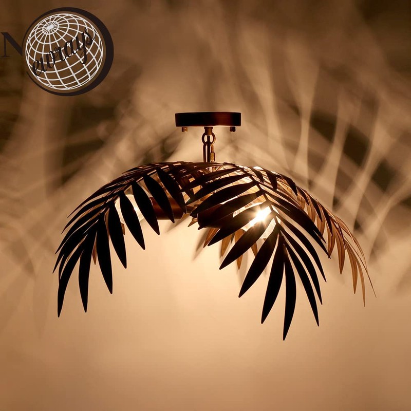 Newrays Vintage Tropical Coconut Leaves Ceiling Lighting Rustic Tree Lights