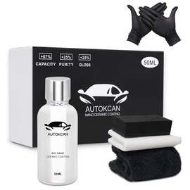 Autokcan 10H Nano Ceramic Coating for Cars, 50ML High Gloss Anti-Scratch SiO2 Ceramic Coating Car Kit Hydrophobic Paint Sealant Protection with Gloves Two Years Warranty