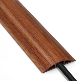 8ft Walnut Wood Cable Cover Floor, LZEOY Extension Cord Cover, Wire Cover for Floor, Flexible Cable Hider Floor, Power Wire Protector Prevent Cable Trips for Home, Offices, Hotel, Outdoor