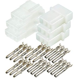 (3 Set) Strobe 3 Pin White Connector AMP Power Supply Bulb Female Male Sockets Pin (18-24 AWG Wires) for Whelen