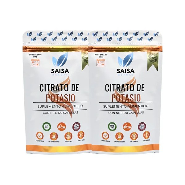 Citrato De Potasio 2 bolsas con 120 capsulas cu. Suplemento