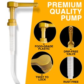 1 Pack Gold Sauce Pump Dispenser for 64 oz Chocolate and Caramel Sauce Bottles, Reusable Large 15CC Syrup Pump for Vanilla Mocha Sauces
