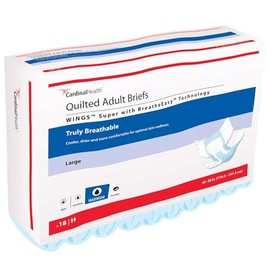 Cardinal Health™ Quilted Adult Briefs, Wings™ Super with BreatheEasy™ Technology 87084A, Bag of 18