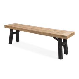Christopher Knight Home Danee Acacia Wood Outdoor Bench, Solid Wood Garden Bench with Classic Slat Design, Rustic Patio Seating for Dining, Porch or Poolside, Natural and Gray