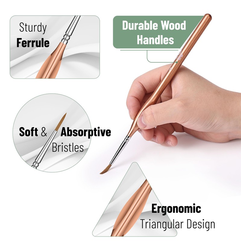 Mr. Pen- Detail Paint Brushes Set, 9 pcs, Rose Gold,