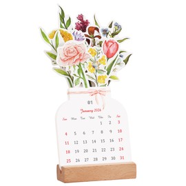 2026 Creative Flower Desk Calendar, Vase Shaped New Year Monthly Calendar Planner 3.9" x 9.4"