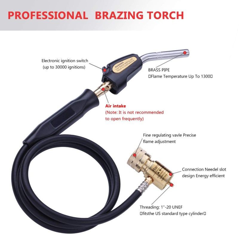 Propane Torch Hand Hose, Mapp Gas Torch,Welding Torch,Hose Length 1.5M/60"-with