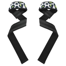 Correas antideslizantes de levantamiento de pesas con estampado de leopardo, color verde lima y azul marino, 26 pulgadas, para levantamiento de pesas, levantamiento de peso, ejercicio, entrenamiento