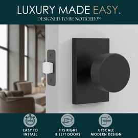 Mega Handles Laura Passage Door Knobs - 1 Pack Reversible Interior Door Knobs, Heavy Duty Matte Black Door Knob for Closet & Hallway, No Lock, Fits All Standard Door Sizes - Matte Black