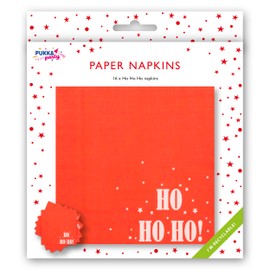 PUKKA party “Ho Ho Ho” Christmas Napkins – 16 Printed 2-Ply Napkins Measuring 32 x 32cm Flat and 16 x 16cm Folded for Festive Home and Office Celebrations for Kids & Adults – Recyclable Card Packaging