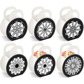 24Pcs Race Car Wheels Party Gift Boxes for Race Car Party Decorations Car Wheels Shaped Treat Boxes Racing Car Birthday Party Candy Boxes with Handle for Boys Kids Birthday Baby Shower Party Supplies