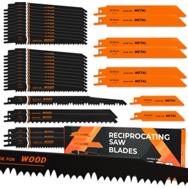 Philtool Reciprocating Saw Blades Set of 36, Saw Blades Reciprocating Saw Made of Carbide Steel and Bi-Metal, Saw Blade for Wood and Metal with Storage Bag Universal Saws
