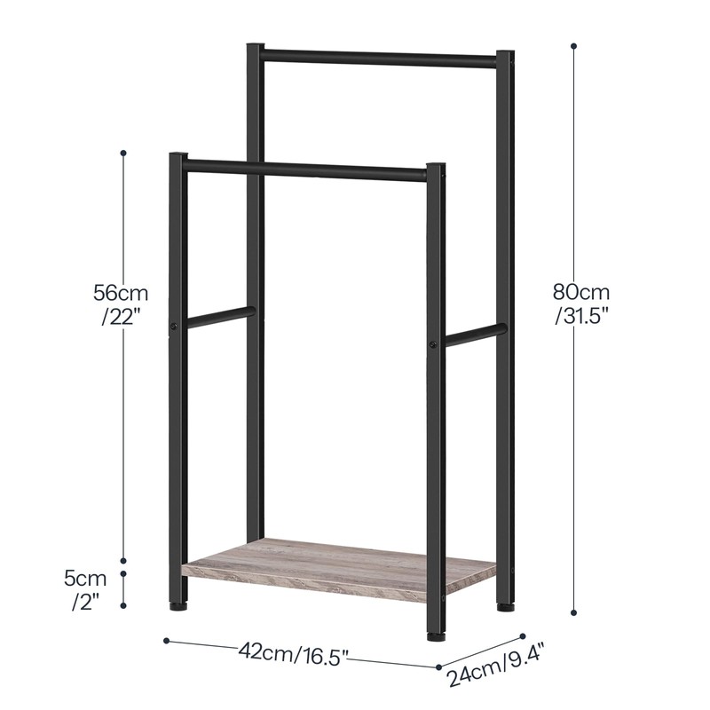 HOOBRO Freestanding Towel Rack, 2 Tier Blanket Ladder Holder for