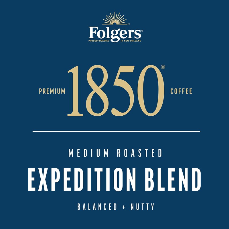1850 by Folgers Pioneer Blend Medium Roast Coffee, 10 Keurig
