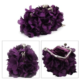 MilyaDE Women's Clutch Flowers Elegant Bridal Bag Wedding Party Dress Bag Evening Bag Handbag with Chain Kiss Lock, A-purple