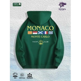 Monaco Yacht Club Graphic Hoodie 100% Cotton US Warehouse 7 ColorsColor: Army Green, Size: 2 XL