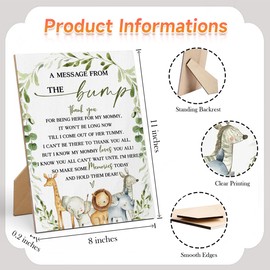 Baby Shower Games a Message from The Bump Baby Shower Game Sign-8×11 Inches, Jungle Safari Animal Wooden Game Sign, Gender Neutral Tabletop Decor for Gender Reveal Party, Baby Shower Decoration-LA21