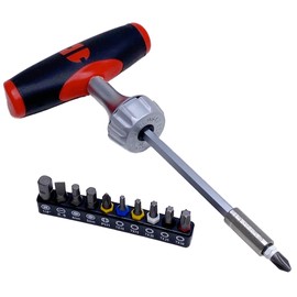 Würth Zebra 061363040 T-Handle Ratchet Screwdriver 1/4 Inch 40 NM with Bits 12 Pieces TX PH Slotted Phillips Screwdriver with Ratchet Function