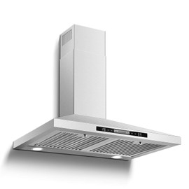 SNDOAS Wall Mount Range Hood 30 inch with Touch and Gesture Sensing Control,Chimney-Style Stainless Steel Range Hood,Vent Hood 30 inch Ducted/Ductless Convertible Kitchen Hood,Baffle Filters