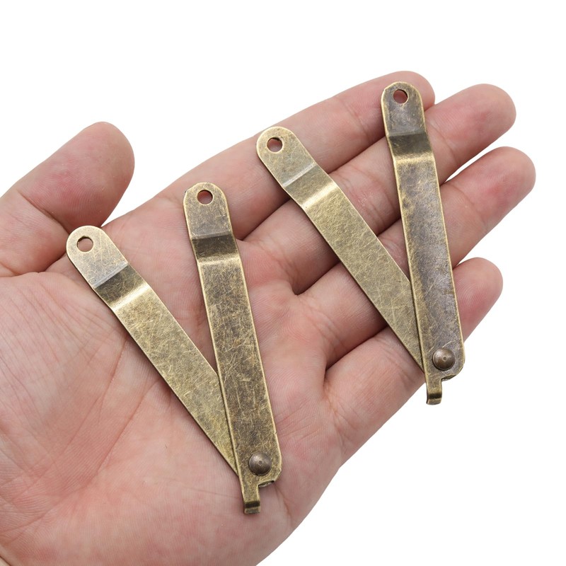 Adyoney 4 Pack Medium Antique Brass Folding Lid Support Hinges,
