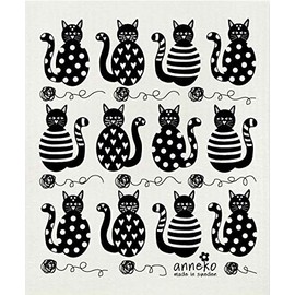 Trendy Tripper Anneko Reusable Swedish Dishcloth, Many Cats Black (1-pk Black Cats)