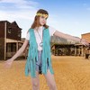 PARTTELY Women Fringe Vest 70s Hippie Costume Faux Suede Rivets