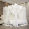 NXGIO Bed Canopy Curtain Double Layer 4 Corners Post Lace