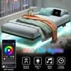 HAVONIZD Floating Bed Frame Twin with LED Lights and Charging
