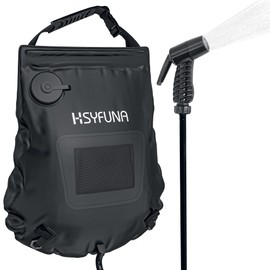 HSYFUNA Camping Shower, 5 Gallons/20 L with Temperature Display, Solar Shower, Camping, Hot Water 45°C Camping Shower, Outdoor, for Hiking Climbing