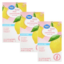 Drink Mix Bundle - 3 Boxes with 10 Packets Per Box - Low Calorie Flavorful Water Powder (3 Boxes, Pink Lemonade)