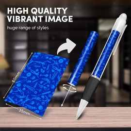 Destination Vinyl ltd Beautiful and comfortable White Ballpoint Pen(Black Ink) - Blue Cricket Ball Bat Pattern #16490