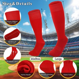 KEUKORZ Red Baseball Socks and Belt Set for Adult Long Baseball Socks Men Strenchy Softballball Belt Combo