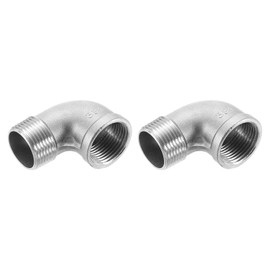 sourcing map 2 Pcs 1" PT Male x Female 90 Degree Elbow Stainless Steel Water Pipe Fittings Air Hose PVC Tube Cast